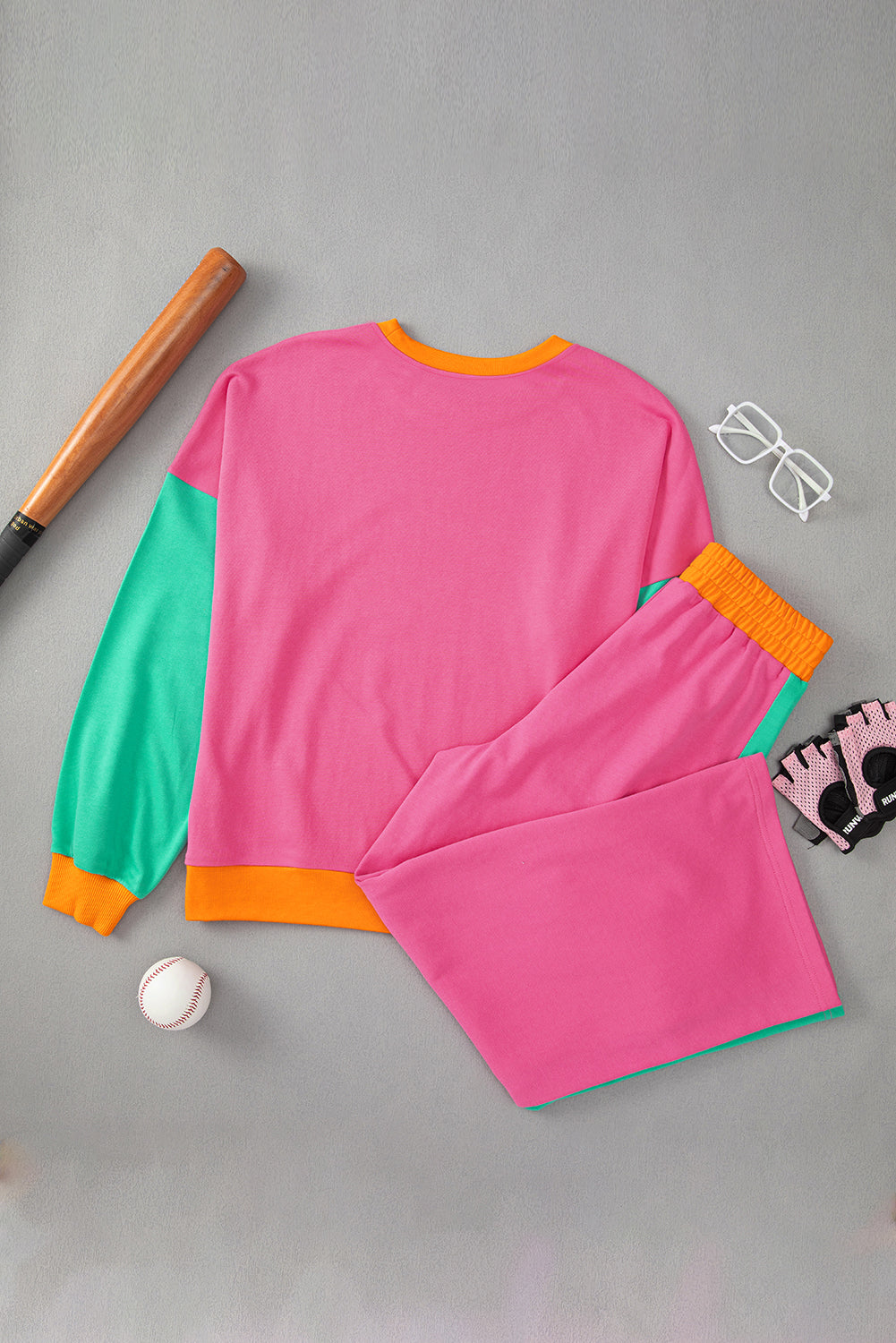 Block Pullover Loose Pant Set