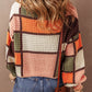 Color Block Waffle Drawstring Mock Neck Sweater