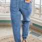 Plus Size Drawstring Waist Pocketed Denim Joggers