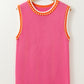 Contrast Trim Pearl Detail Sweater Tank Top