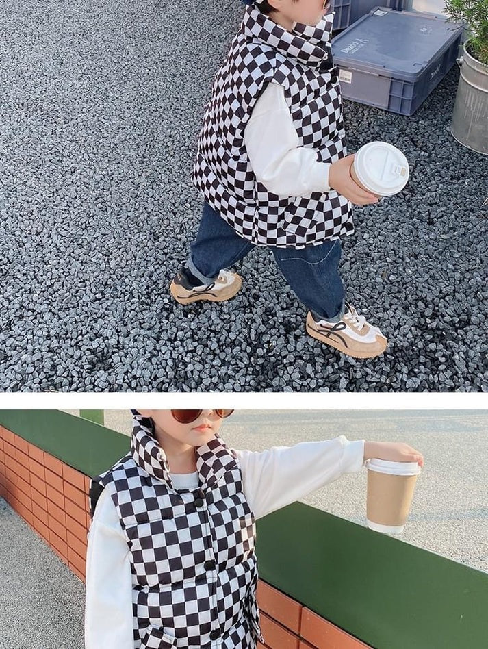 Kids checkered puff vest