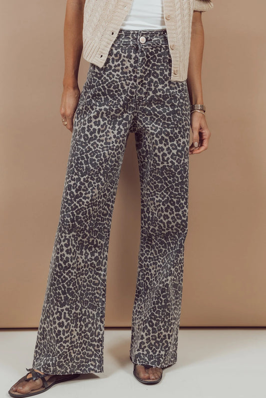 Print Wide Leg High Waist Jeans