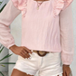 Textured Flutter Sleeve Square Neck Bow Back Mini Dress