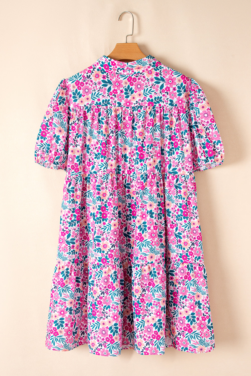 Floral Print Contrast Striped Detail Short Sleeve Blouse