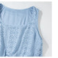 Four Leaf Clover Eyelet Textured Square Neck Drawstring Mini Dress
