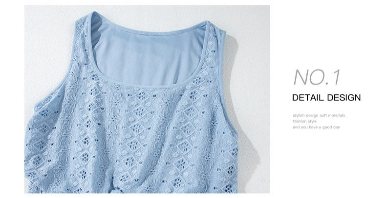 Four Leaf Clover Eyelet Textured Square Neck Drawstring Mini Dress