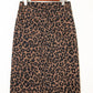 Leopard Denim Frayed Split Denim Midi Skirt