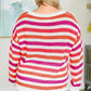 Plus Size Stripe V Neck Sweater Top