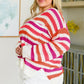 Plus Size Stripe V Neck Sweater Top