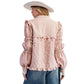 Women's Ruffled Long-sleeved Striped Shirt Jacket