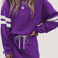 Varsity Stripe Detail Drop Shoulder Pullover Mini Skirt Set