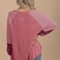 Contrast Print Striped Raglan Long Sleeve Loose Top