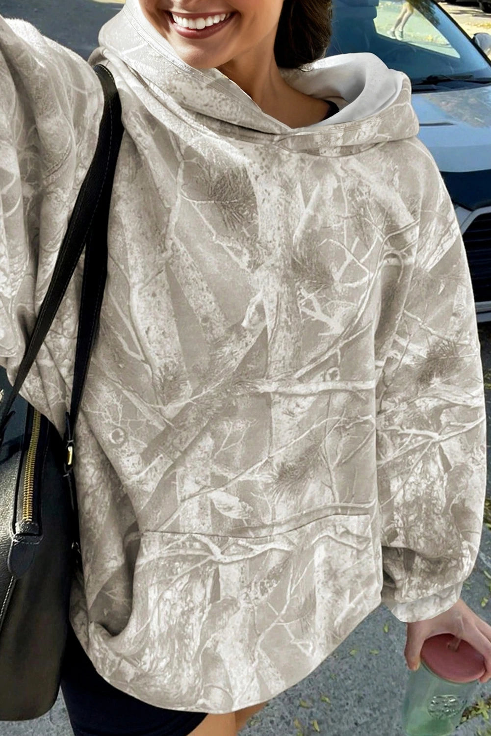 Woodland Print Oversized Sporty Hoodie