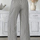 Stripe Tied High Waist Loose Straight Casual Pants