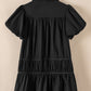 Shirt Style Button Down Puff Sleeve Ruffle Hem Dress