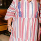 Plus Size Embroidered Detail Flared 3/4 Sleeve V Neck Dress