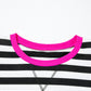 Contrast Ribbed Banding Long Sleeve Blouse Loose Shorts Set