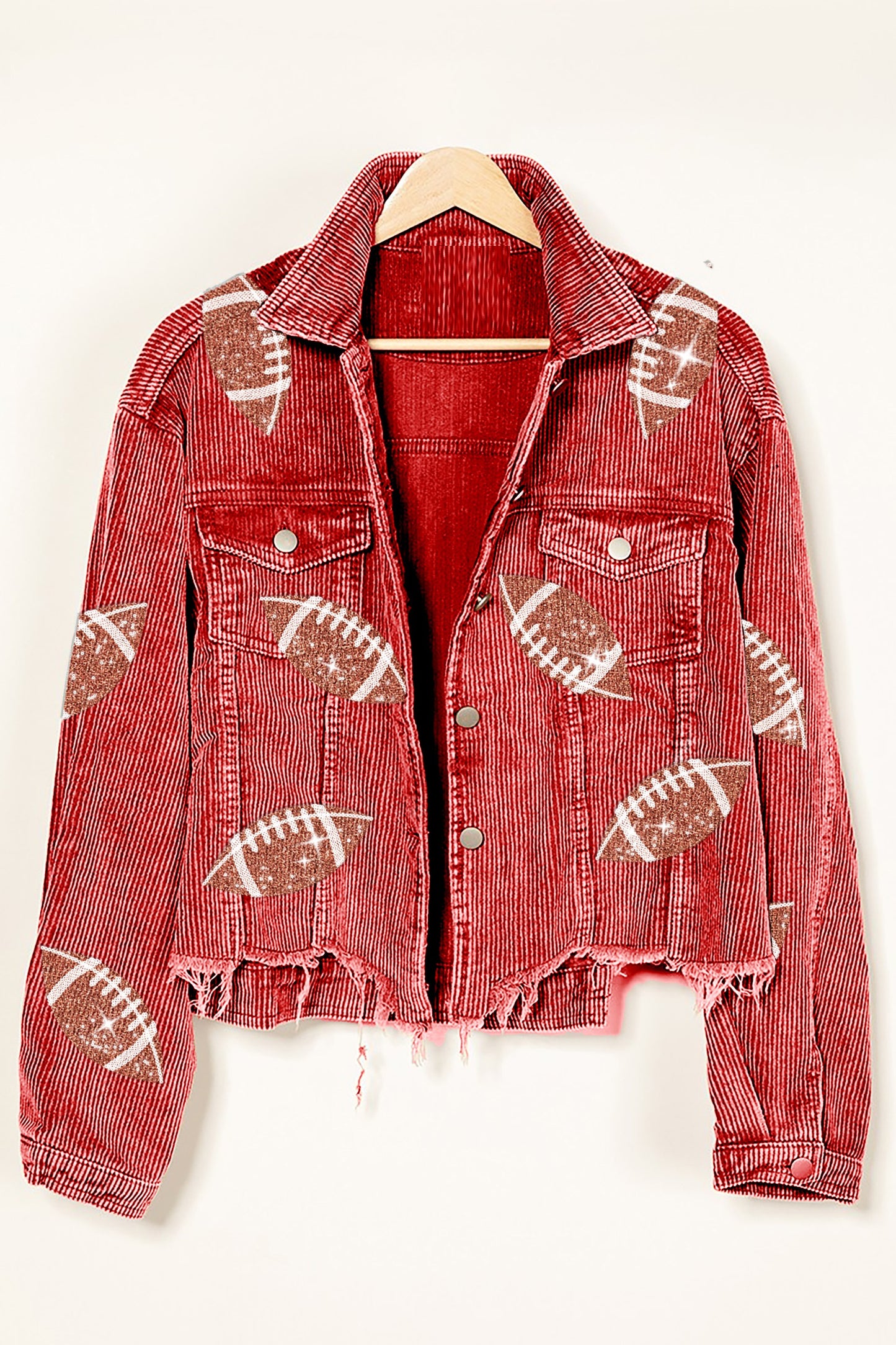 Corduroy & Sequins Football Jacket