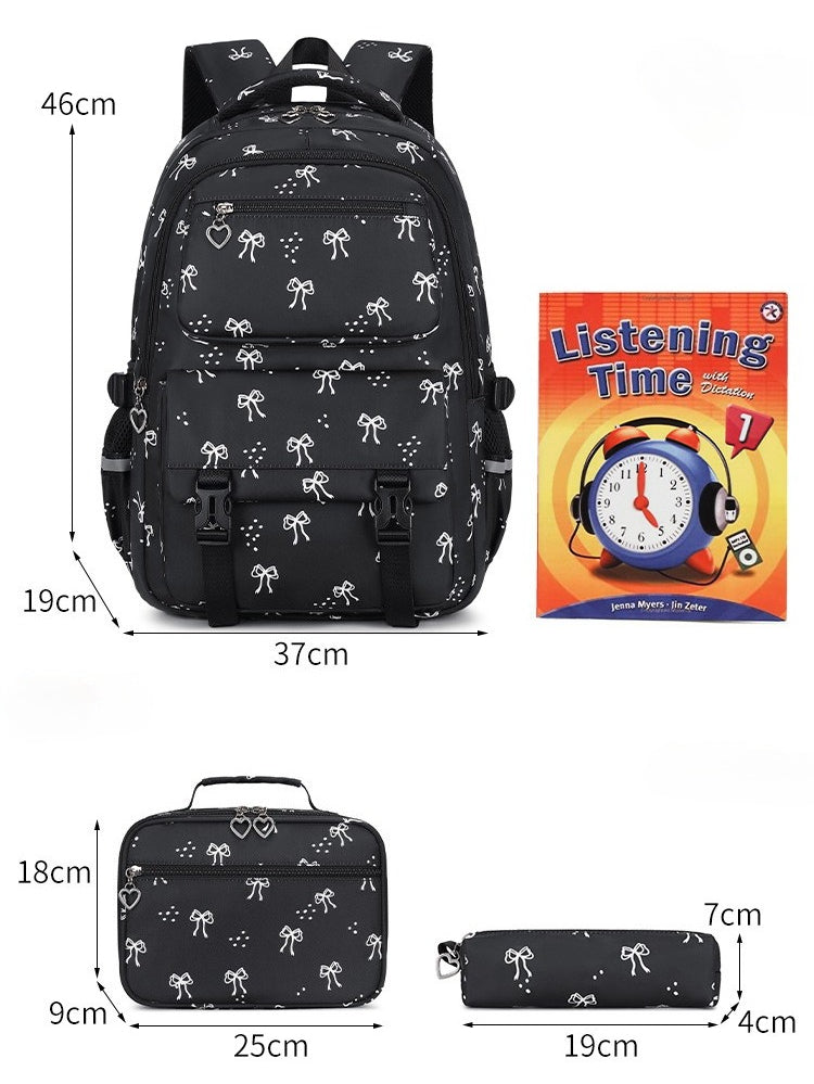 School Backpack Set Casual Daypack with Lunch Tote Bag and Pencil Bag