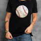 Heat Transfer Baseball Print Cotton Blend T Shirt