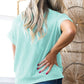 Corded Knit Color Block Pocketed Crew Neck T Shirt