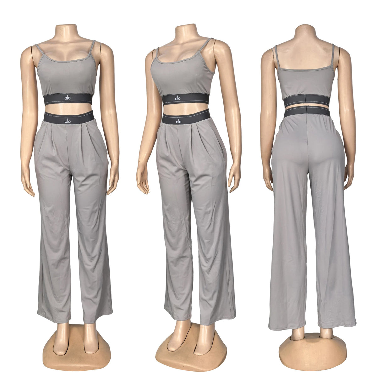 A-Three-piece set: cover-up+camisole+wide-leg trousers(Q6387)
