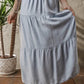 Beau Blue Tiered Smocked High Waist Denim Maxi Skirt