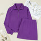 Half Zip Sporty Pullover Mini Skirt 2pcs Outfit