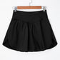 Solid Pocketed Crossover High Waist Swim Skort
