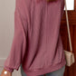 Twisted Rib V Neck Drop Shoulder Loose Sleeve Oversize Top