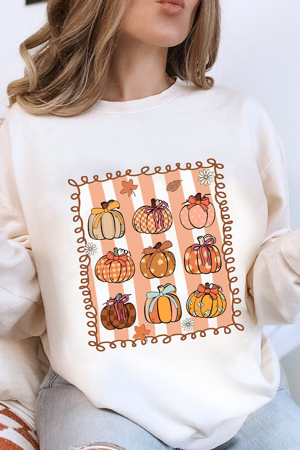 Fall Bow Pumpkin PNG Sublimation Graphic Sweatshirt