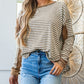 Stripe Thermal Knit Drop Shoulder Casual Top