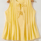 Bow Tie Notched Neck Pleated Tank Top