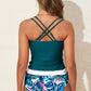 Drawstring Tummy Control Mix-and-match 2pcs Tankini Swimsuit