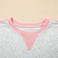 Color Block Raw Hem Pullover and Casual Shorts Set