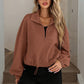 Chic Geometric Textured Zip Up Jacket