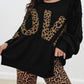 Oversize Leopard LOVE Patched Graphic Round Neck Casual Sweatshirt