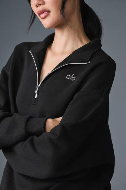 Women's Half-Zip Pullover & Shorts Lounge Set