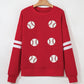 Sequin Baseball Patched Oversized Varsity Sweatshirt