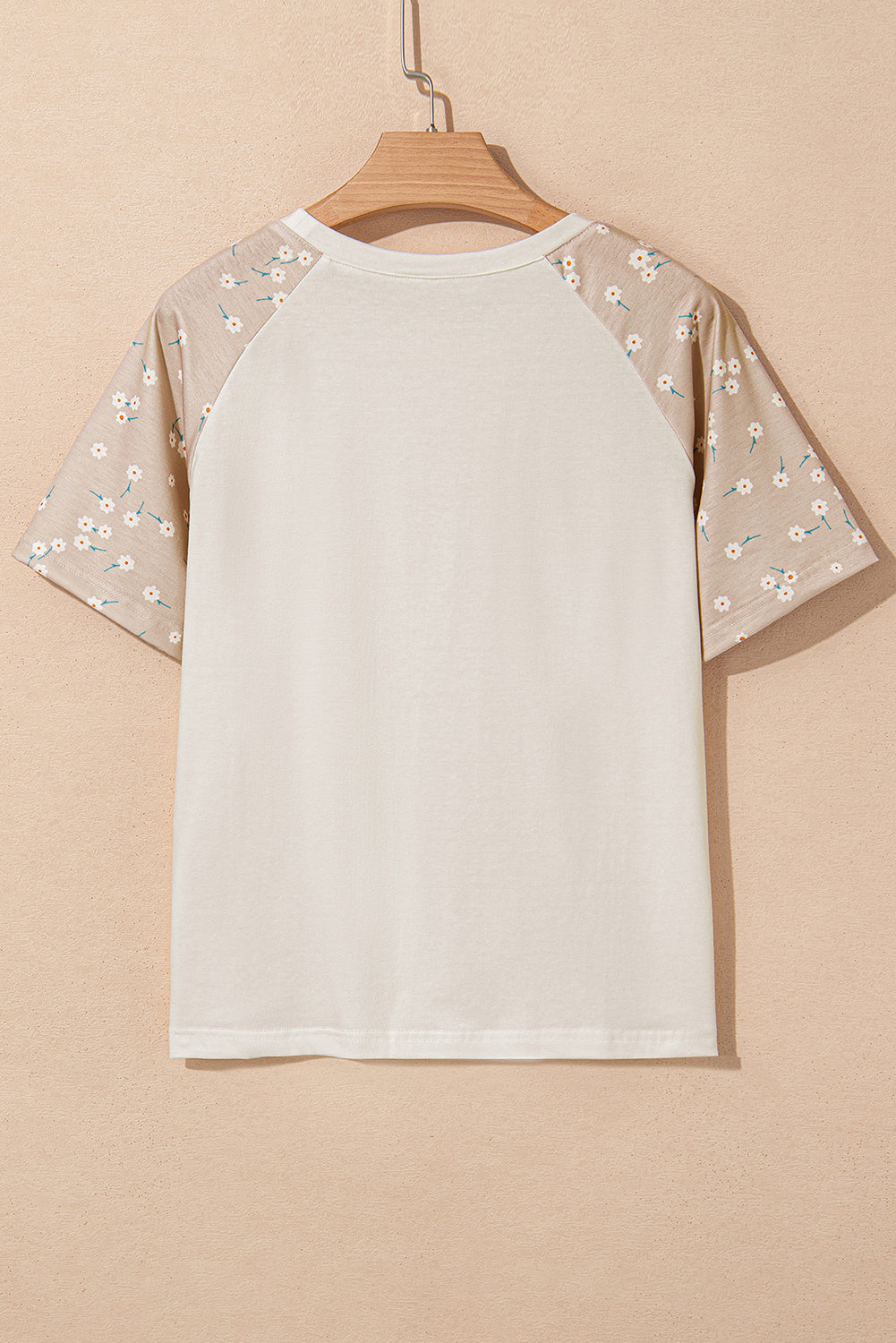 Floral Print Color Block Raglan Sleeve T Shirt