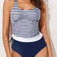 Drawstring Tummy Control Mix-and-match 2pcs Tankini Swimsuit