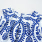 Vintage Print Pintuck Crew Neck Tank Top