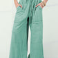 Mineral Wash Exposed Seam Drawstring High Waist Wide Leg Cargo Pants