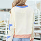 Number 17 Printed Stars Patched Sleeve Cropped Sweatshirt