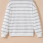Zip V Neck Casual Stripe Print Drop Shoulder Long Sleeve Top