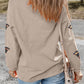 Twisted Ribbed Sequined Thanksgiving Turkey Graphic Baggy Sweatshirt