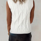 Pearled High Neck Textured Knit Sweater Vest