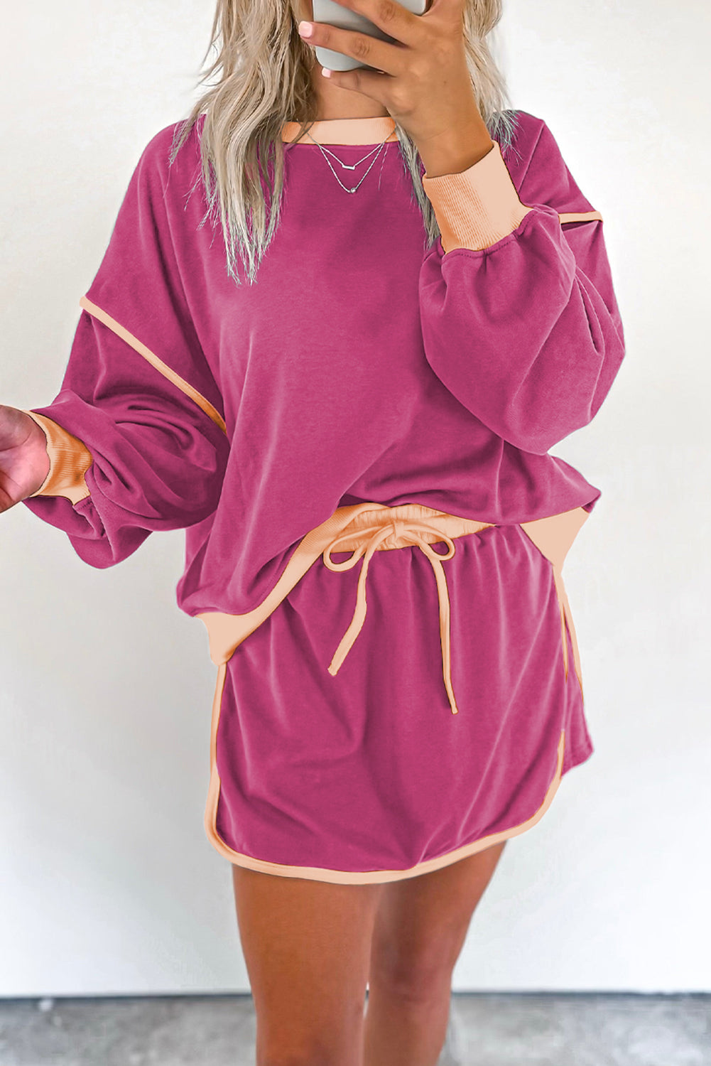 Color Contrast Pullover and Skort Set