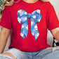 Rugby Bowknot Graphic Crew Neck Tee