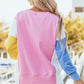 Color Block Patchwork Sequin Baseball Patched Sweatshirt